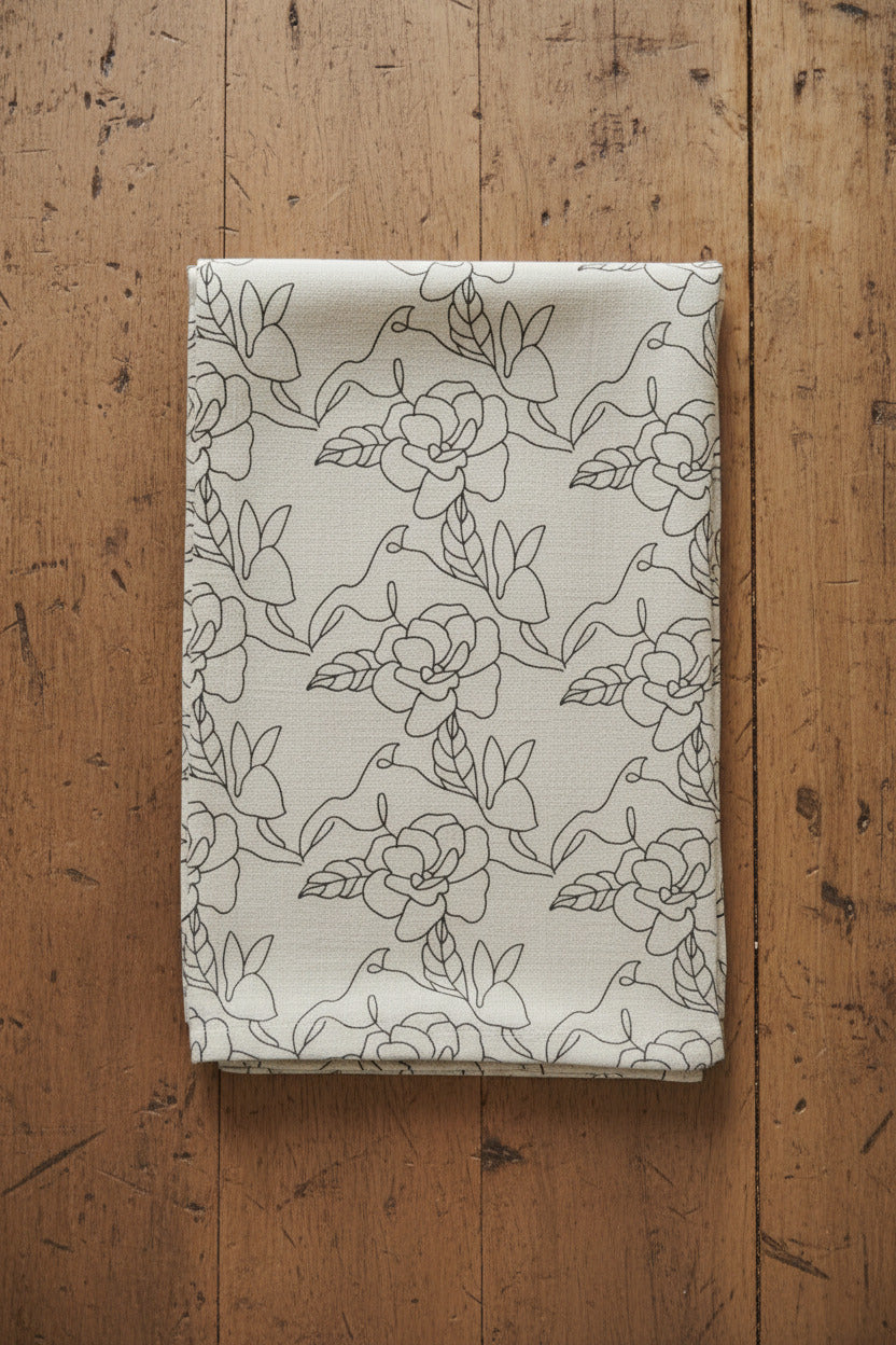 Cottage Rabbit Rose Tea Towel